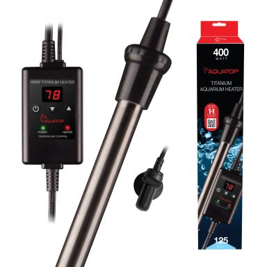AQUATOP 400W Titanium Heater with Controller for Aquariums up to 125 Gallons, TH-C400